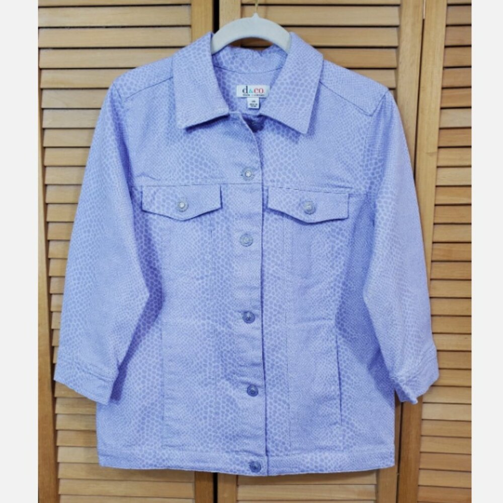 Denim & Co Cobra Print Twill Jean Jacket XS